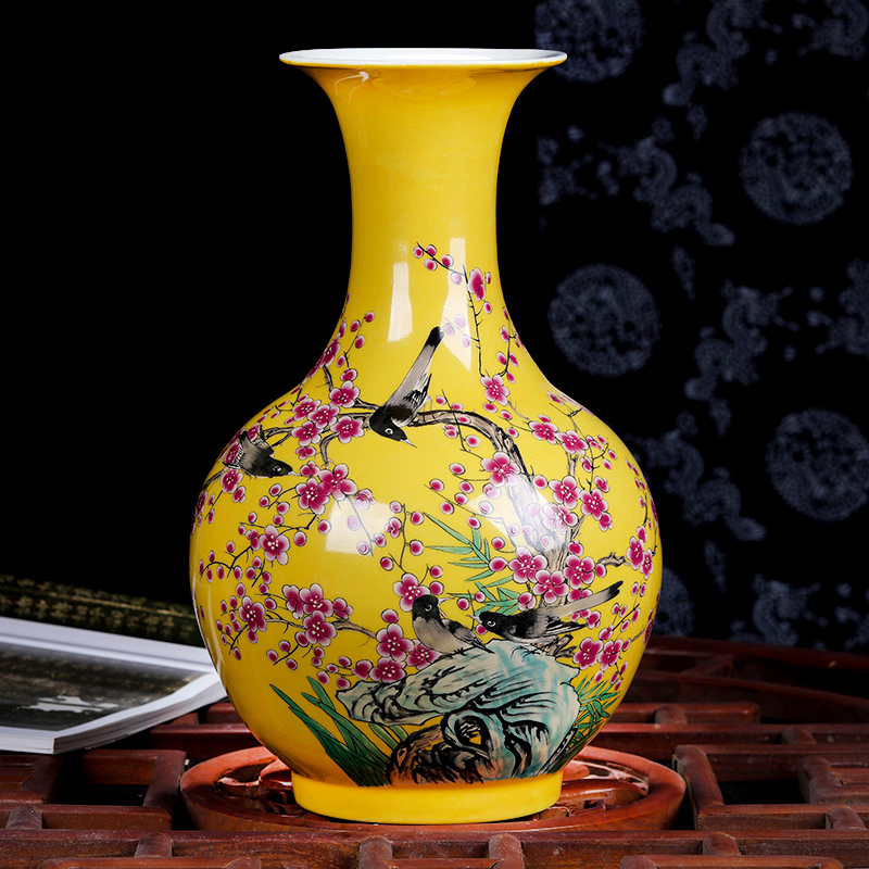 

Jingdezhen Ceramic Plum Big Vase Colorful flower vase flower arrangement new Chinese living room home decoration