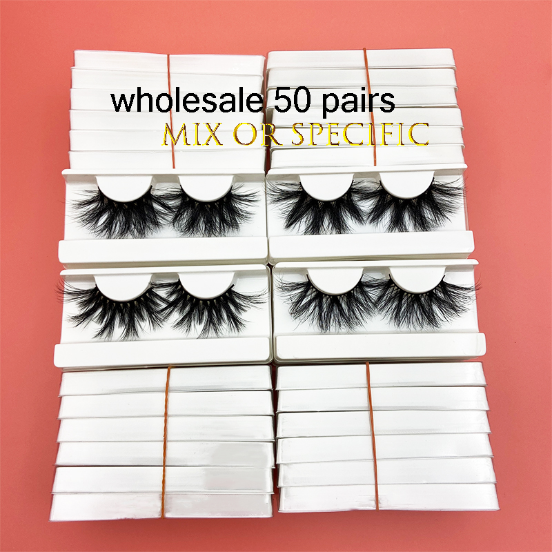 

25mm Wholesale 3D Mink False Eyelashes 50 Pairs MIKIWI Dramatic Long Mink Lashes 3D Real-Mink Lash with white tray Label Makeup