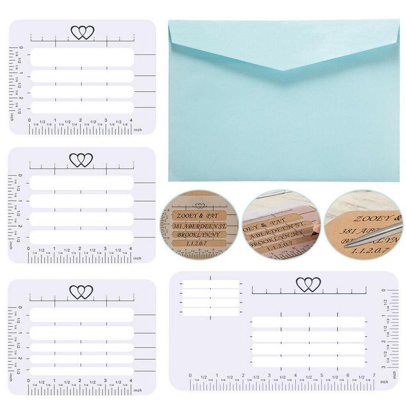 

Envelope Addressing Craft Guide Stencil Templates Fits Wide Range of Envelopes, Thank You Card, Mother's Day ,Wedding 4Pcs/Lot