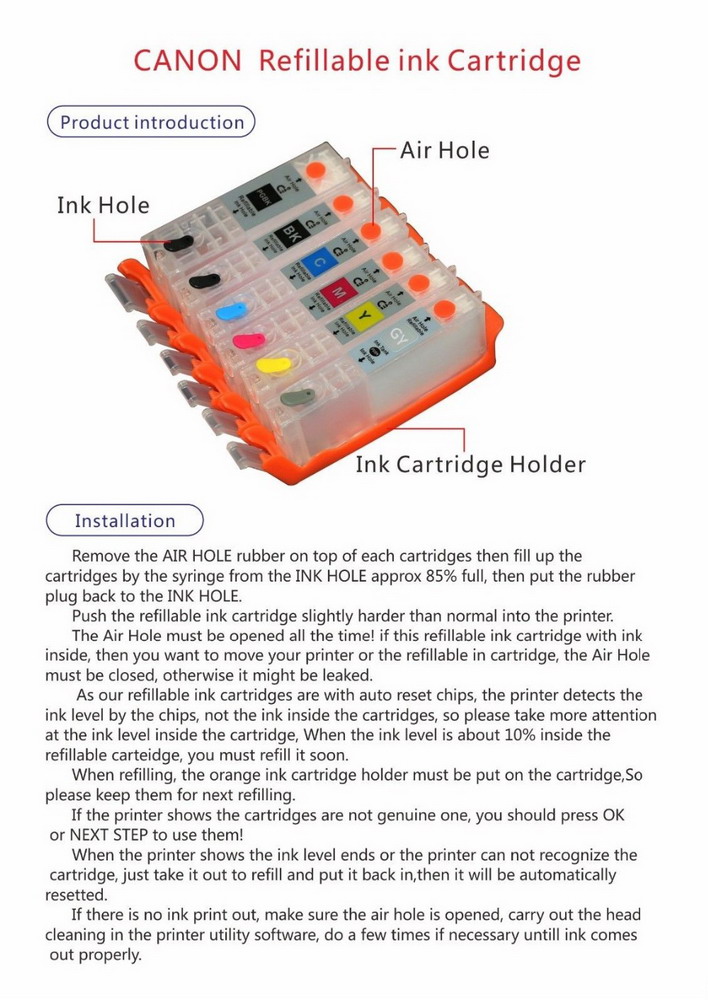 Australia PGI670 CLI671 Refillable ink cartridge for Canon MG7770 MG6870 MG5770 TS8070 Etc Printer,With ARC chip