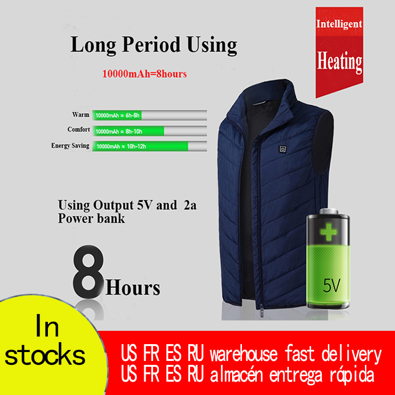 

Men Women Electric Heated Vest Heating Waistcoat Thermal Warm Clothing Usb Heated Outdoor Vest Winter Jacket thermal, Black