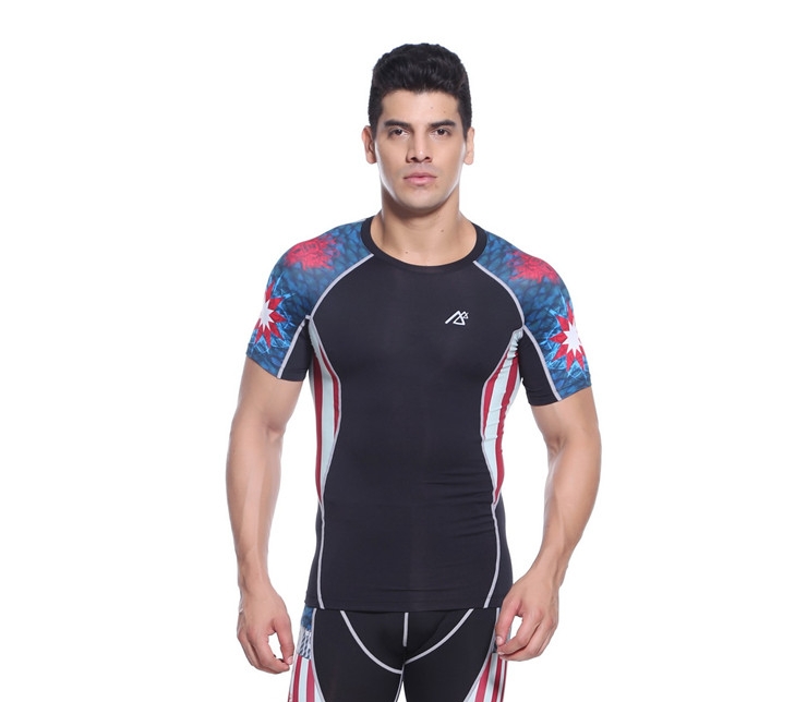 

2020 brand Men Compression Tights T Shirt Running Bicycle Fitness T Shirt Men Outdoor Moisture Wicking Quick-drying T-shirt, Beige