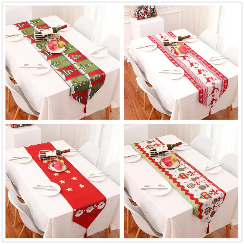 

2020 Creative Christmas Cotton Linen Tablecloth Table Flag Desktop Decoration table runner camino de mesa Modern Decor