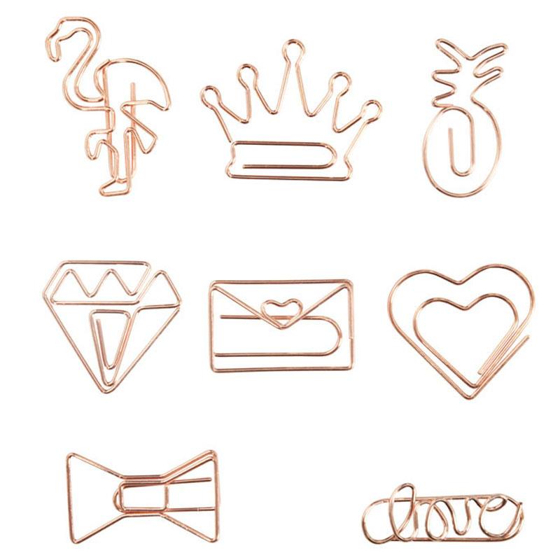 

Rose Gold Crown Flamingo Paper Clips Creative Metal Paper Clips Bookmark Memo Planner Clips School Office Stationery Supplies TQQ BH2529