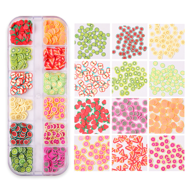 

3D Flakes Slices Soft Pottery Nail Glitters Art Decorations Nail 12 Grid Box Decoration Mixed Sequin Set Star And Moon