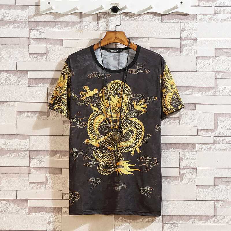 

Summer Men's Short Sleeve T-Shirt Large Size 7XL Ice Silk Cotton Men's T-Shirt Fashion Domineering Tattoo Pattern, 199 picture color