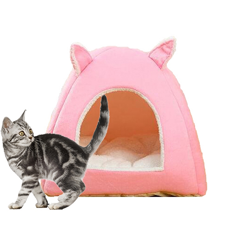 

Cat Nest Puppy Bed Cat Shape Pet Nest Winter Warm Dog House Cotton Velvet Dog Cage Bed Breathable for Puppy Pet Supplies, Gray