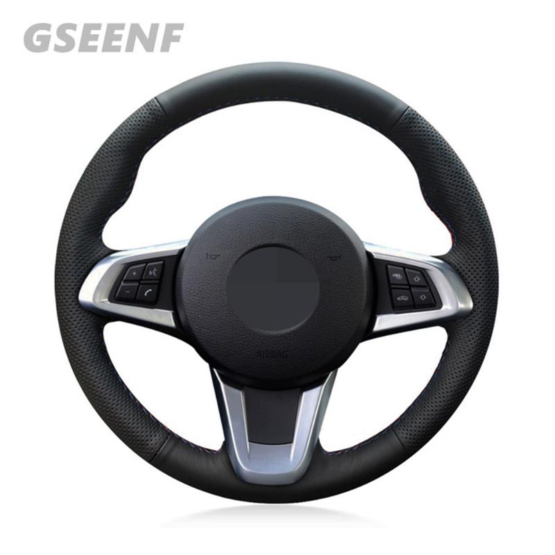 

Car Accessories Steering Wheel Cover For Z4 2009-2014 Black Hand-stitched Non-slip Breathable Artificial Leather