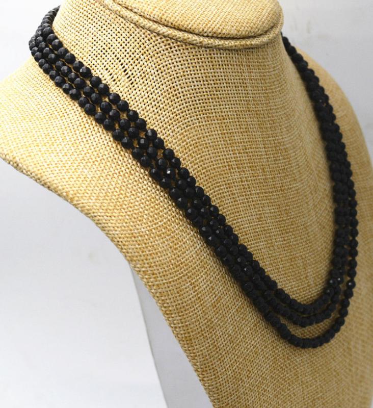 

Hot sell hand knotted 3 rows 4mm faceted blue black color purple red green stone bead necklace 17-19 " fashion jewelry