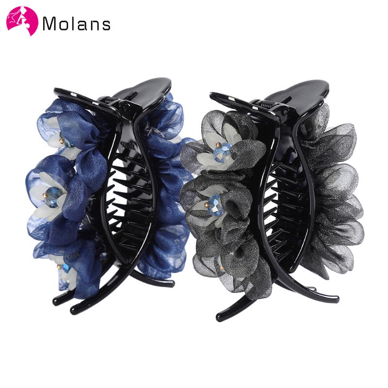 

Molans New Rhinestone Flower Duckbill Hair Vintage Hair Clips Accessories For Women Black Hairpin Ponytail Headwear