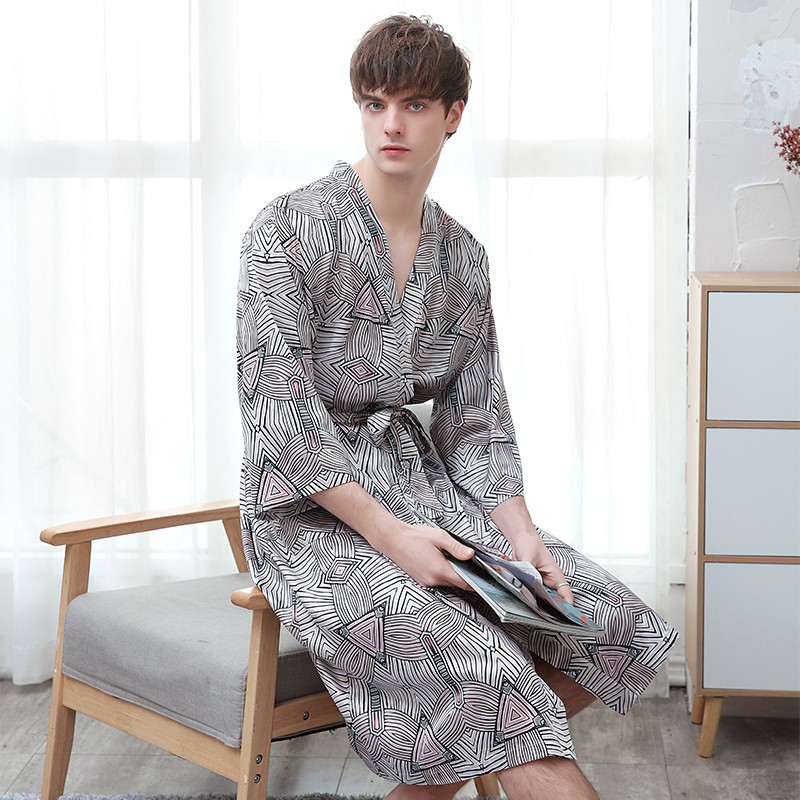 

2020 New Men Kimono Gown Satin Nightwear Sleepwear Lovers Bathrobe Nightdress Nightgown Casual Intimate Lingerie Home Clothes, Men 6