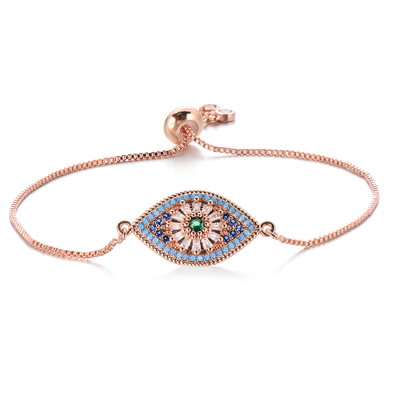 

Pipitree Delicate Princess Cut Blue Zircon Evil Eye Bracelet Slider Chain Charm Bracelets for Women Trendy Jewelry Pulsera