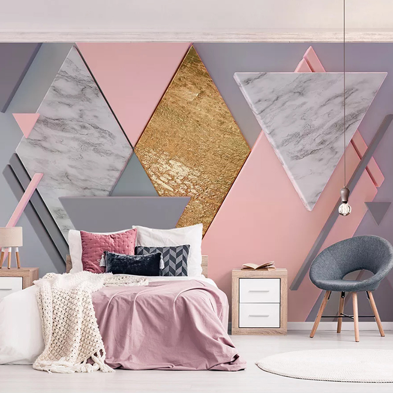 

Custom 3D Photo Wallpaper Waterproof Pink Geometric Pattern Nordic Living Room TV Background Large Mural Wall Papers Home Decor, As pic
