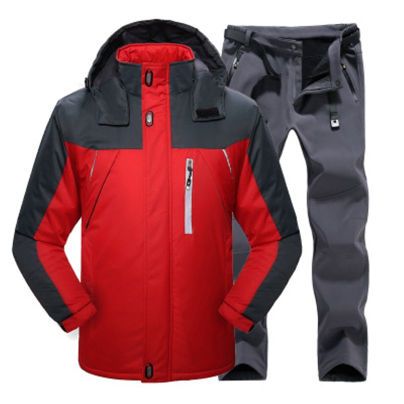 

Winter outdoor stormtrooper suit men wear with fleece thickened windproof waterproof large size thermal mountaineering ski suit, One