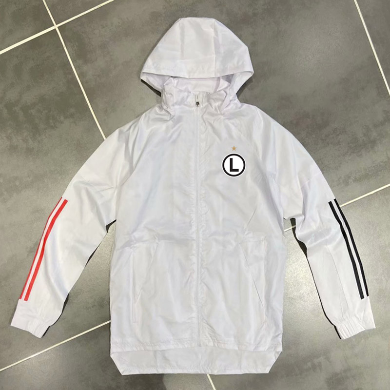 

New 2020-21 legia warsaw mens soccer hoodie jacket windbreaker winter coat full zipper football windbreaker Sweatshirt hooded Men's Jackets, Black