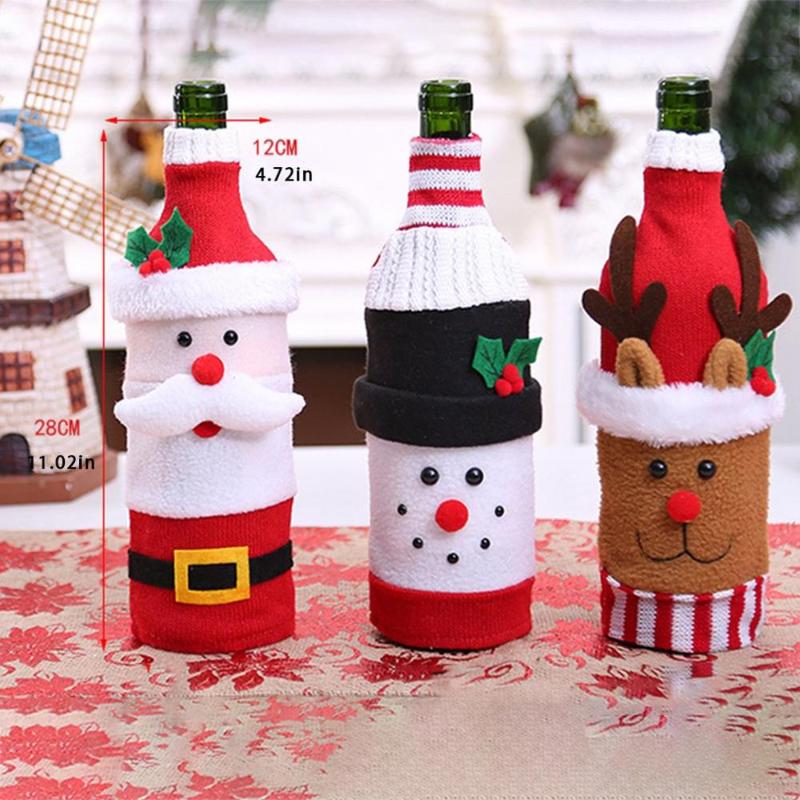 

Christmas Wine Bottle Decoration Home Decorations Old Man Wine Set Snowman Elk Set Christmas Bottle Bag Decorations