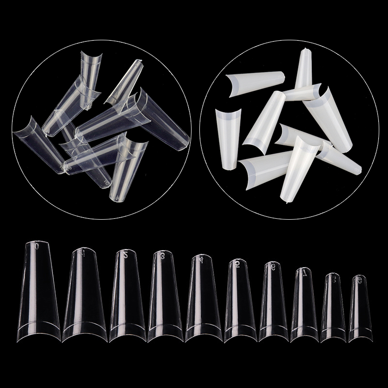 

100pc/bag Long French Fake Nails Tips Clear Nature Color ABS Half Cover Ballerina Fasle Nails Manicure Acrylic Nail Art Tools