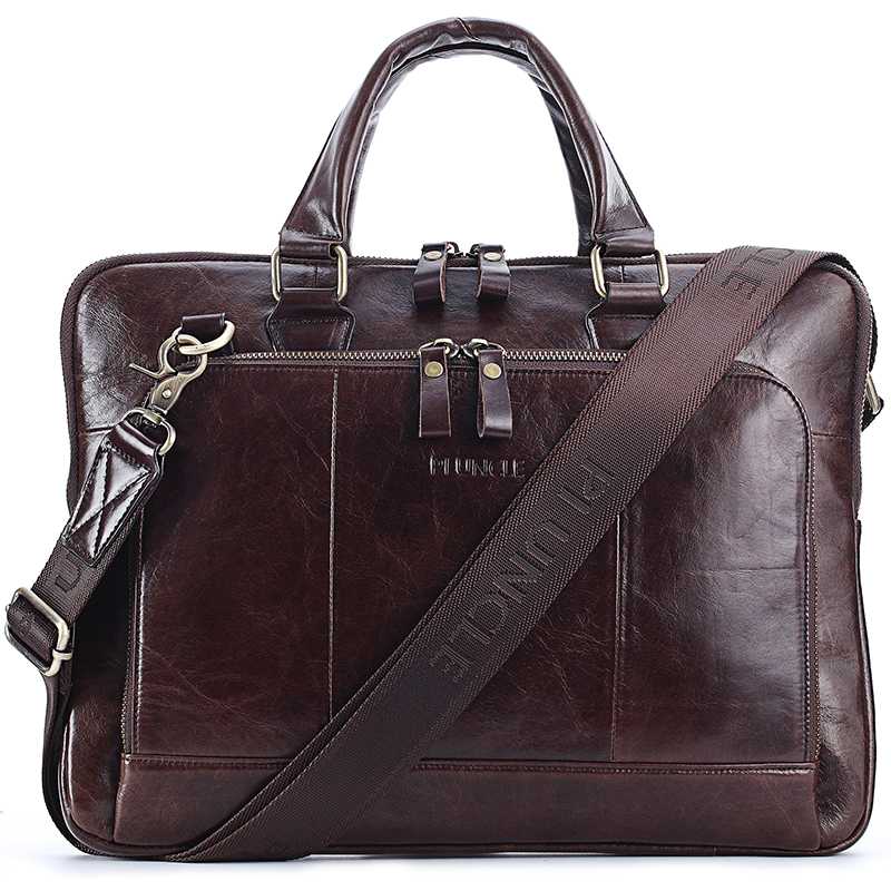 

Cow Genuine Leather 14 Inch Top-Handle Bags Business Briefcase Men's Crossbody Shoulder Bag Messenger Bags Laptop, Coffee