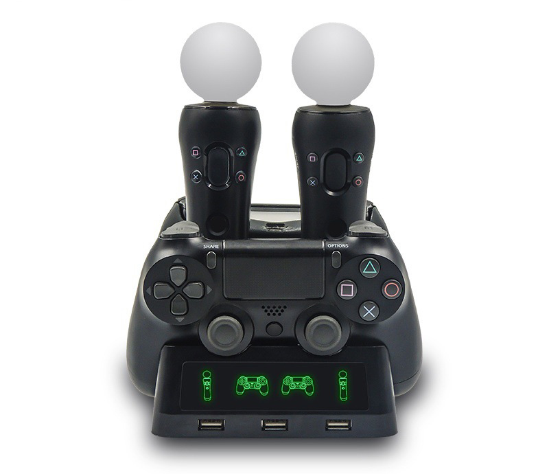 

4 In 1 Controller Charger Dock Quick Charging Station Stand for PS4/MOVE/PS4 VR for PS4 Wireless Controller R20