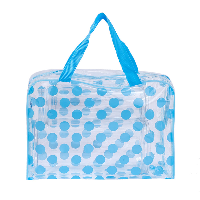 

Transparent PVC Polka Dot Zipper Cosmetic Bags Waterproof Wash Bag Travel Dustproof Storage Pouch Dirty Clothes Organizer Case