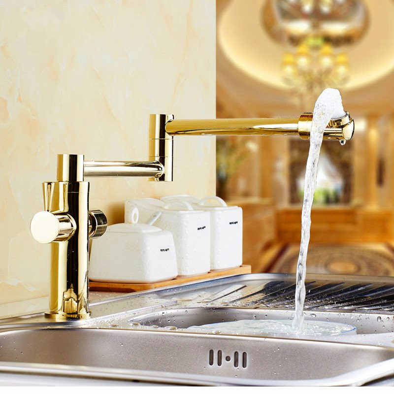 

Free Shipping Rotating Foldable Basin Faucet Brass Bathroom Faucet Luxury Sink Heightened Water Tap Bathroom Sink