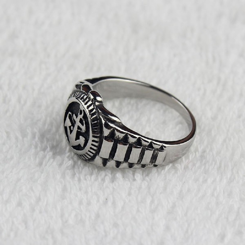 

Woman's and Man's Navy Anchor Nautical Sailor 316L Stainless Steel Biker Ring