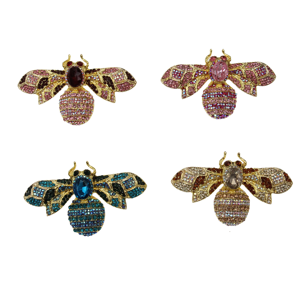 

60mm Mix Color Gold Tone Bee Brooches Animal Insect Bumbee Rhinestone Brooch Crystal Enamel Pin Brooch for Women