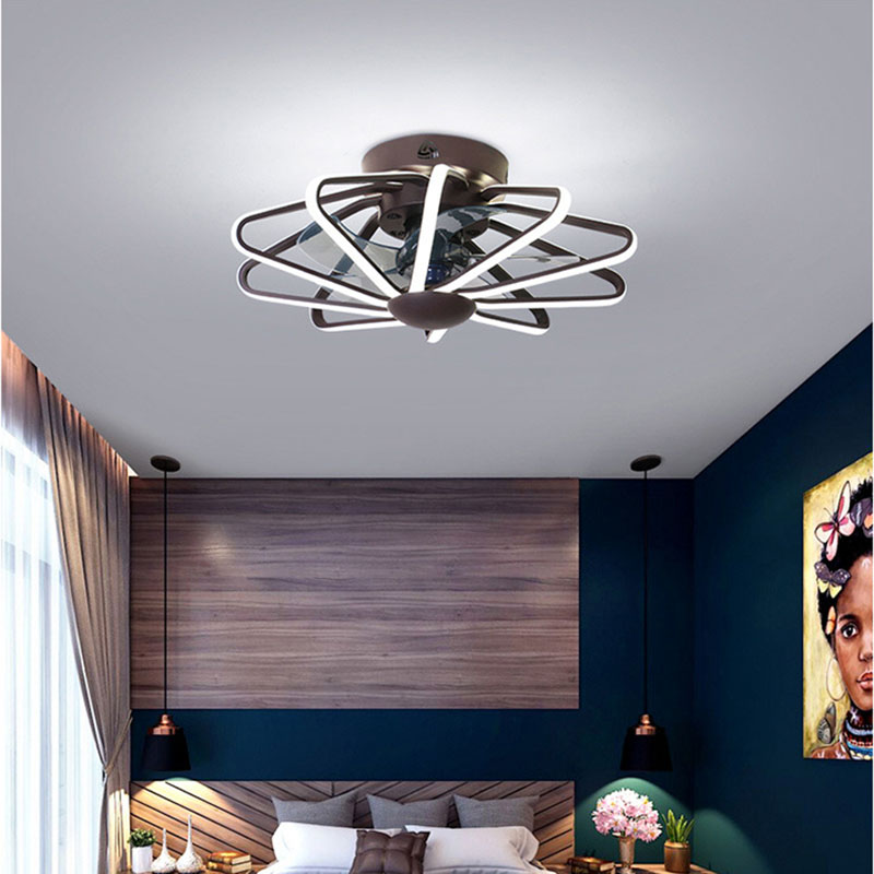 

Bedroom dining room modern ultra-thin ceiling fan light Nordic minimalist low-floor invisible fan light integrated