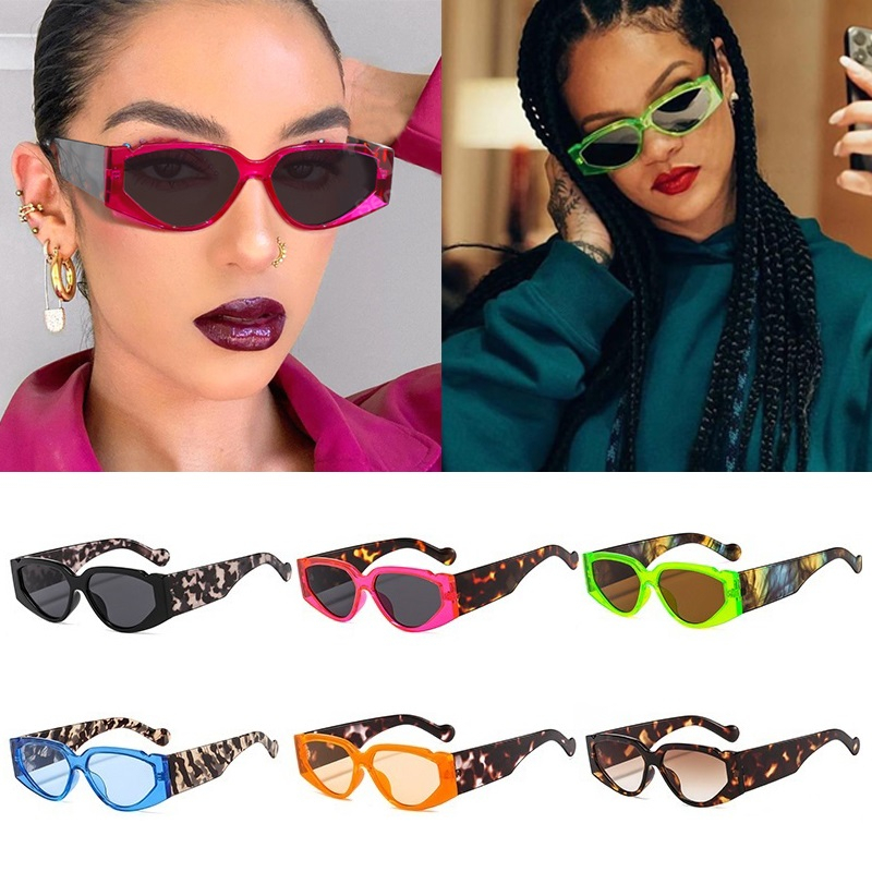 

Wholesale Fashion Print Cat Eye Sunglasses For Women Vintage Brand Small Oval Gradient Sun Glasses Men Hip Hop Shades Green Red