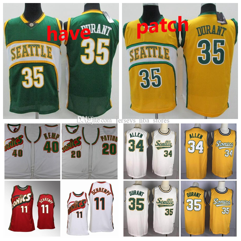 

Men Youth Seattle Supersonics Detlef Schrempf 20 Payton 34 Allen 40 Kemp 35 Durant Green Red Yellow Hardwoods Classics Jersey 01, Color1