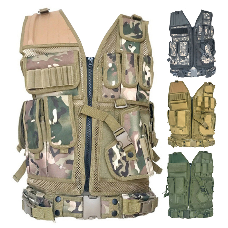 

Camouflage Tactical Vest Combat Armor Vests Mens Tactical Hunting Vest Army Adjustable Armor Outdoor CS Training, 05
