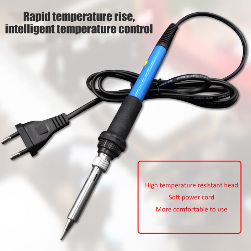 

60W 220V Electric Soldering Irons Kit Temperature Adjustable With Tin Soder Wire 5 Iron Tips Welding Gun Repair Tools EU Plug