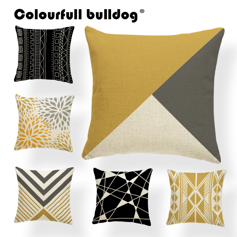 

Geometry Pillow Cushions Pillow Cushion Case Simple Style Wave Point Orange Yellow Triangle Throw 17x17 Gifts Fashion