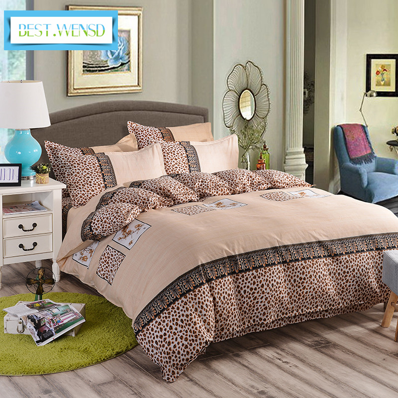 

BEST.WENSD Stripe lattice 3-4 piece bedding Duvet Cover sets quality home textiles Soft Comfortable Leopard Print bedsheet set, White
