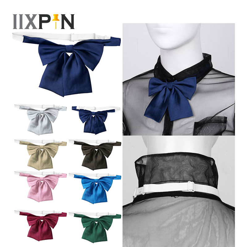 

Women Tie Classic Solid Color Bowknot Bowtie Female Japan School Uniform Wedding Party Adjustable Necktie Pre-tied Bow Tie