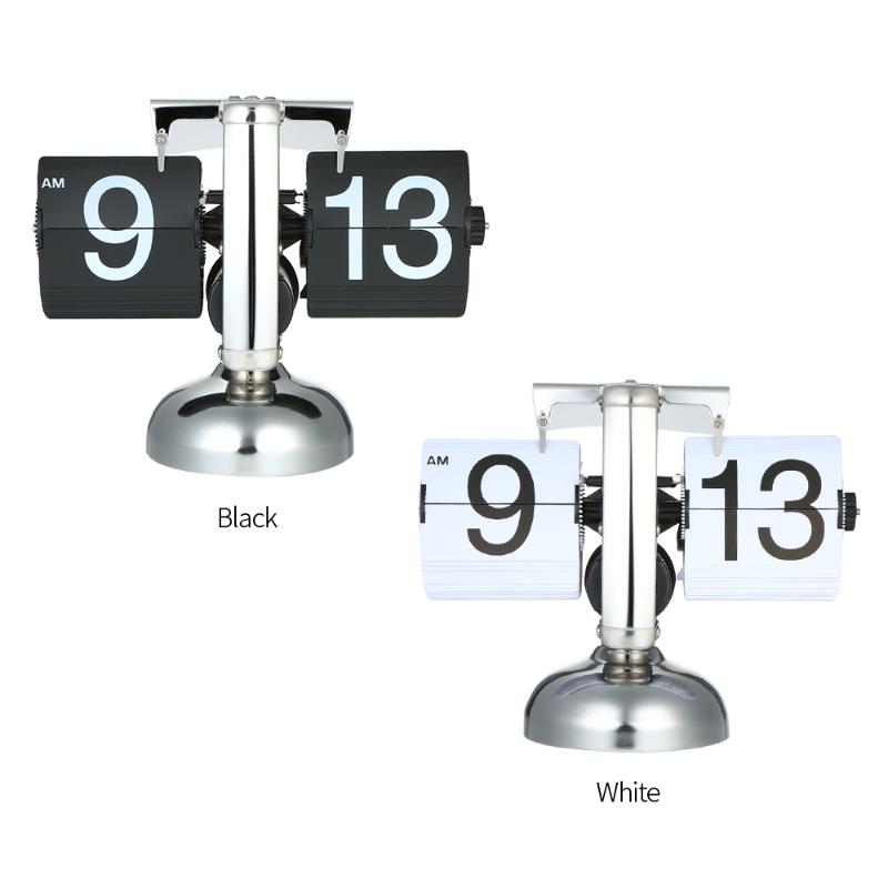 

Retro Flip Over Table Clock Stainless Steel Flip Internal Gear Operated Clocks Operated Quartz Clock Small Scale Desk