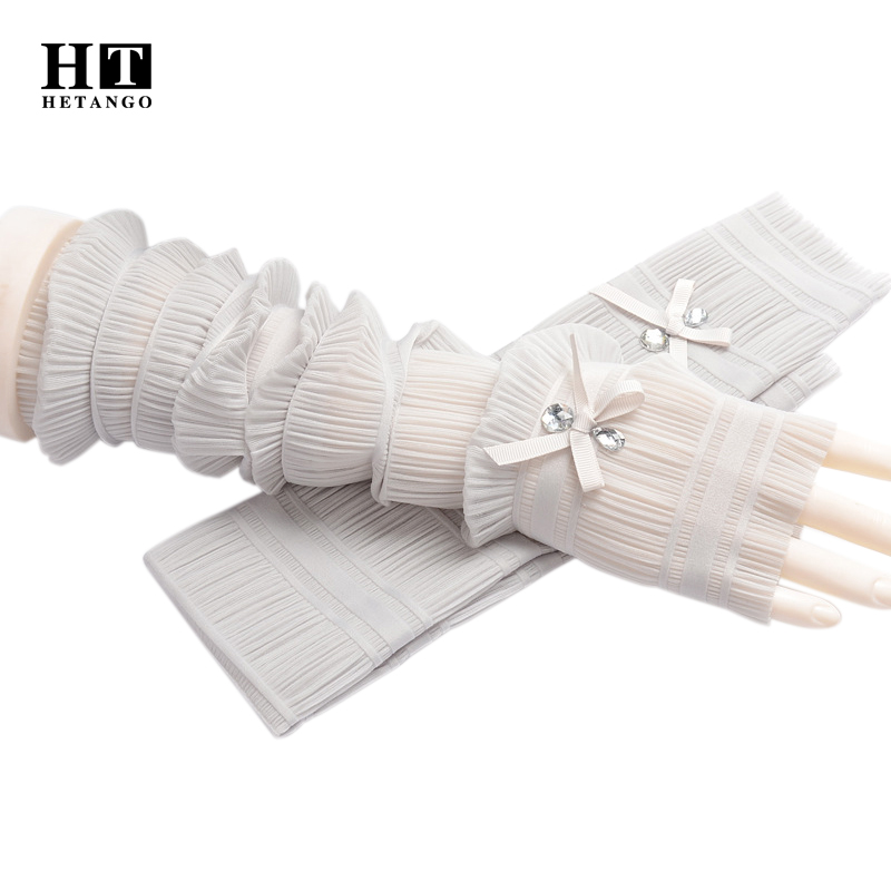 

New Summer Sun Protection Gloves Long Women's Fashion Lace Sleeves Anti-UV Outdoor Driving Silk High Elastic Arm Guards Thin
