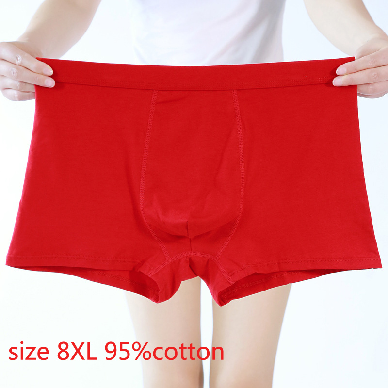 

2020 new arrival fashion Red Men 95%Pure Cotton Extra large Mens Underwear Boxers plus size  7XL 8XL
