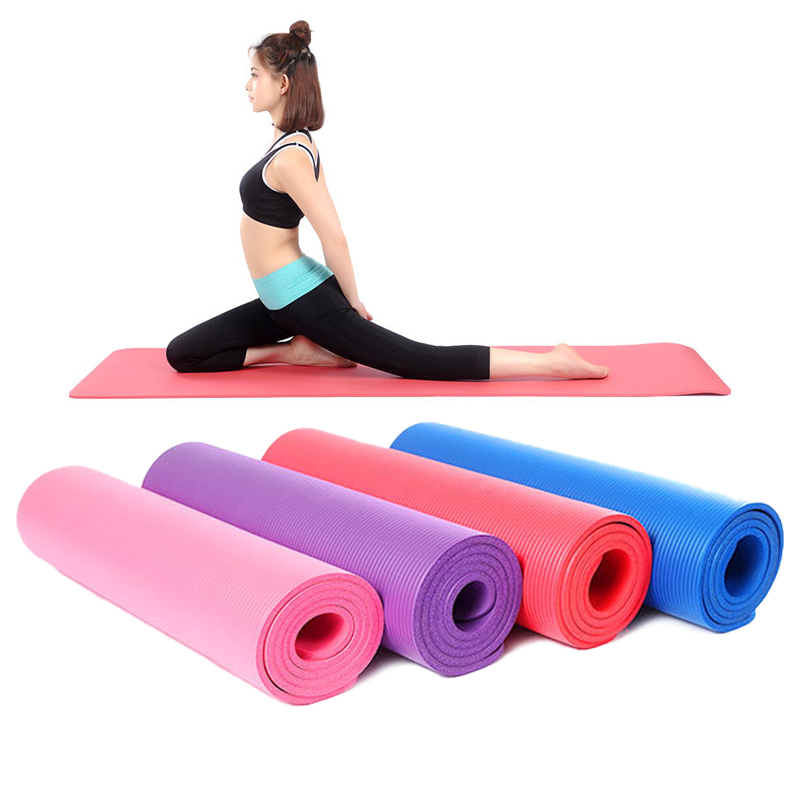 

10mm Thick 1830*610mm Yoga Mat Fitness Exercise Tasteless Gym Sports Pads Bag For High Quality Non-Slip Yoga Mats For Beginner, Purple