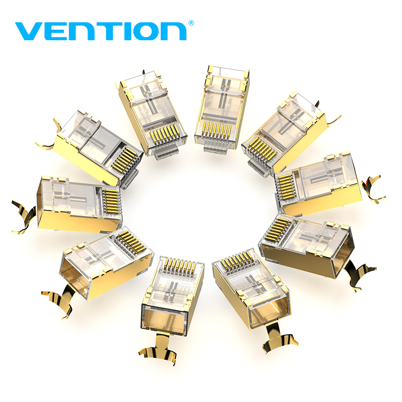 

Vention RJ45 Connector Cat8 RJ45 8P8C Modular Ethernet Cable Cat 8 FTP Head Plug Gold Plated Crimp Network Connerctor Cat8