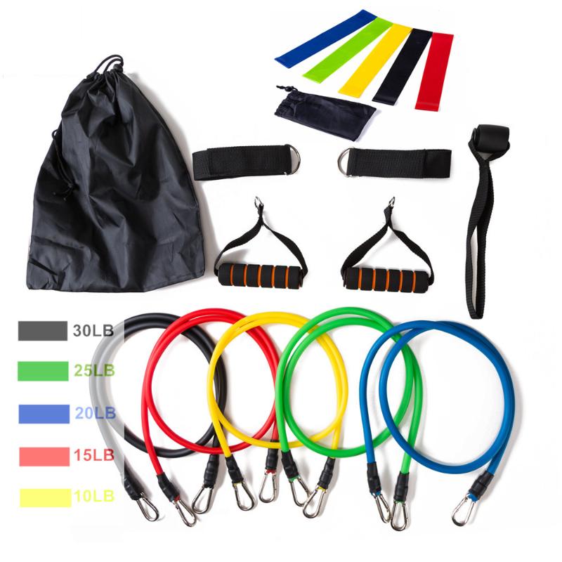 

17Pcs/Set Latex Resistance Bands Gym Door Anchor Ankle Straps With Bag Kit Set Yoga Exercise Fitness Band Rubber Loop Tube Bands