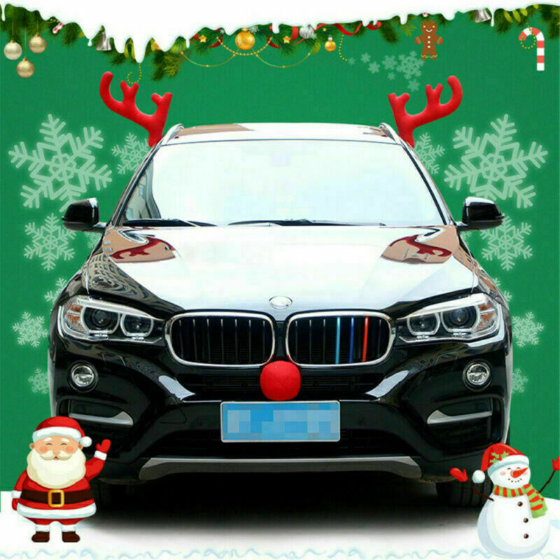 

3D Deer Ear Nose Reindeer Antlers for Car AutoTruck SUV Christmas Decoration Accessories Gift Home Decor