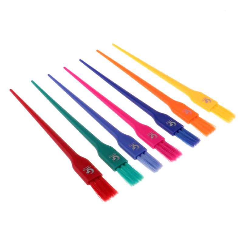 

7 Packs Professional Salon Hair Coloring Dyeing Brushes Combs Rainbow Color with Plastic Rat Tail Handle Brush