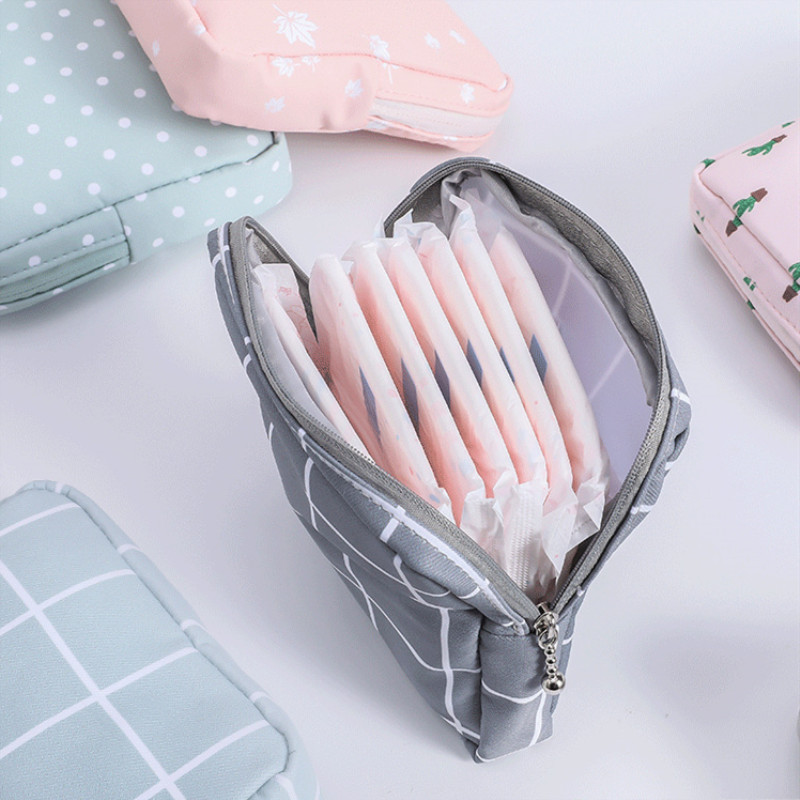 

Women Girl Sanitary Pad Organizer Holder Napkin Towel Makeup Travel Bags Storage Case Pouch Diaper Purse Cosmetic Zipper