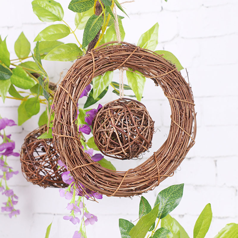 

Retro Christmas Wreath Hang Natural Garland Dried Rattan Xmas Home Wall Decor MYDING, 8cm