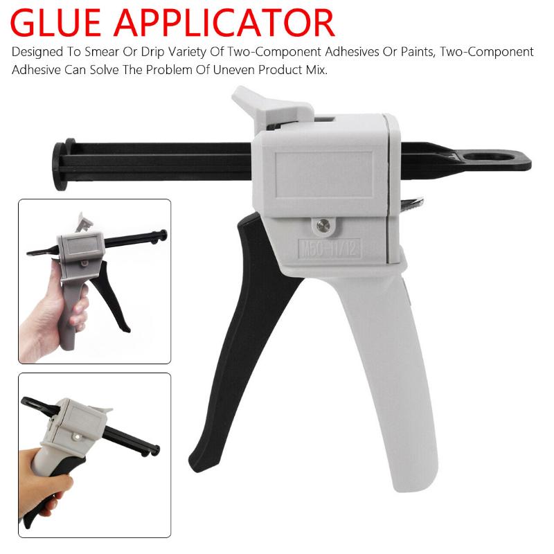 

AB Epoxy Sealant Glue Gun Manual Caulking Gun Dispenser Applicator Glue Adhensive Squeeze Mixed 2:1 50ml Capacity