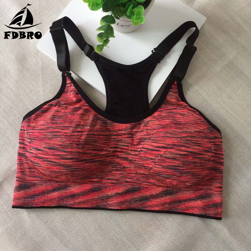 

FDBRO Adjustable Underwear Push Up Yoga Bra Top Women Sports Bras Fitness Sports Bra Top Shockproof Shapes Quick Dry Running Gym