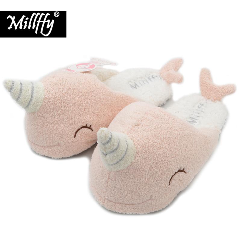

Millffy adorable narwhal super soft comfy plush slipper house slippers warm indoor shoes, No usb heating