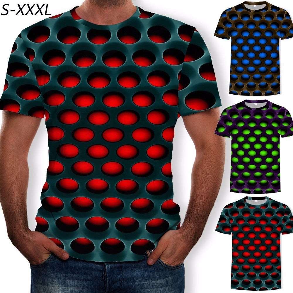ZOGAA Summer T Shirt Mens Geometric 3D Three Dimensional Pattern