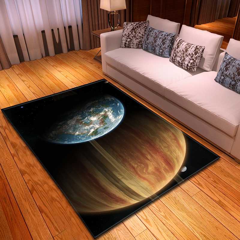 

3D Jupiter Earth Pattern Carpets Rug Kids Bedroom Mat Children Play Mat Memory Foam Bedside Area Rugs Living Room Carpet, No-2